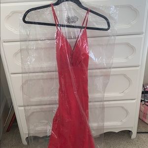 Long deep red colored dress